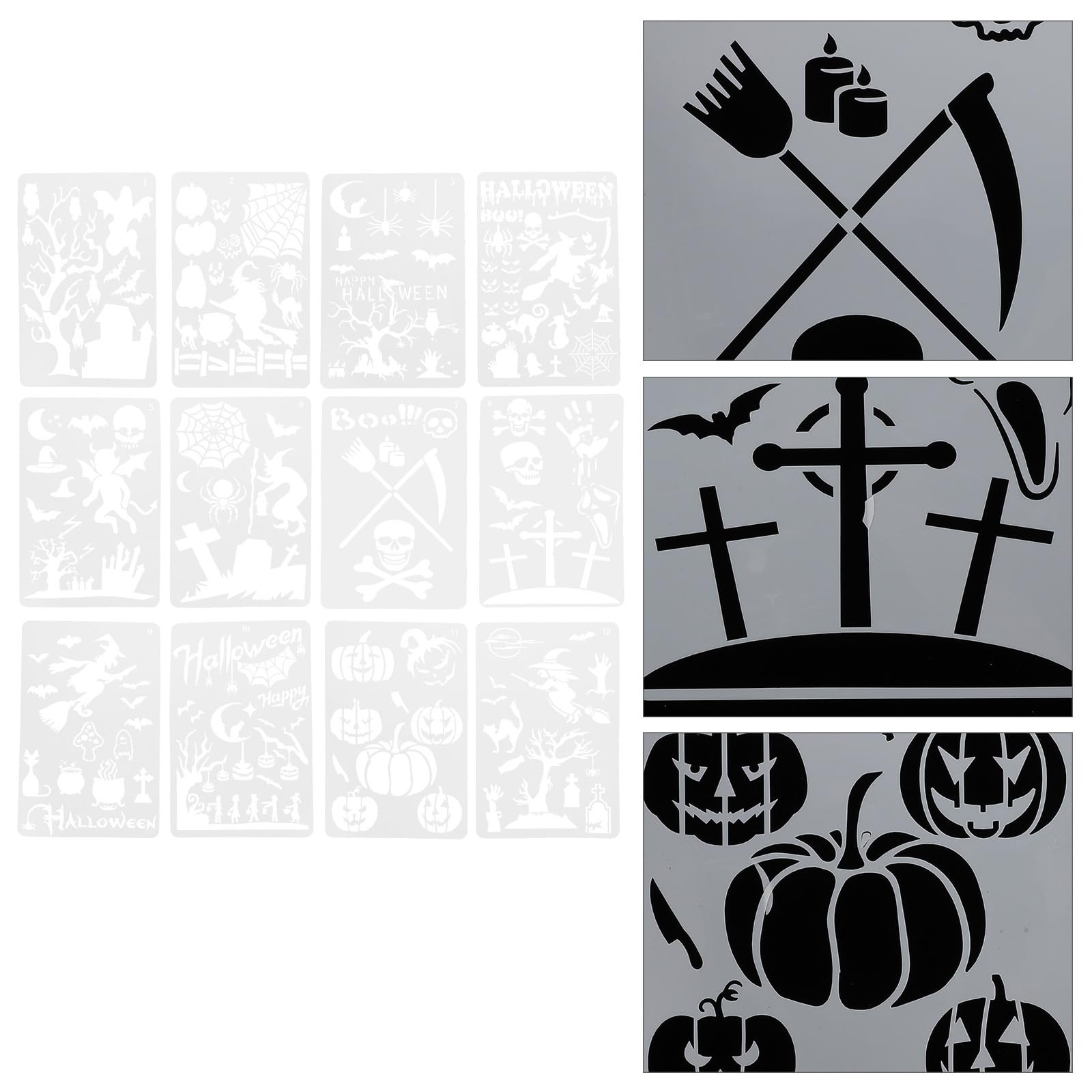 72 Stück Halloween Geschenkideen Malschablone aus Pet, Vorlagen