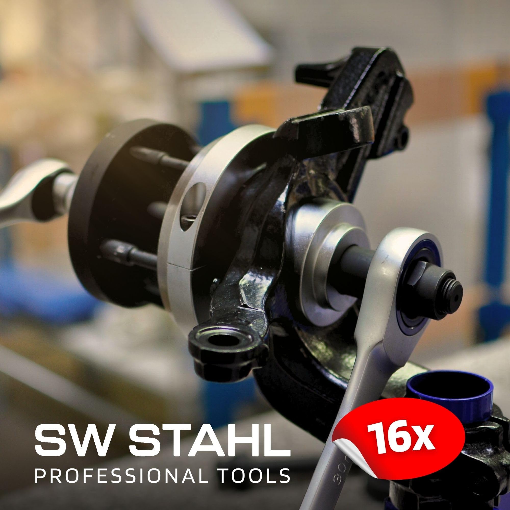 SW-Stahl 301051L Kompaktlager Werkzeugsatz - Radlager-Werkzeug Ø 85 mm | 16-teiliges Profi-Set für VW T5, T6 und Touareg - Zum Ein- und Ausbau von Lager- und Nabeneinheit an Vorder- und Hinterachse