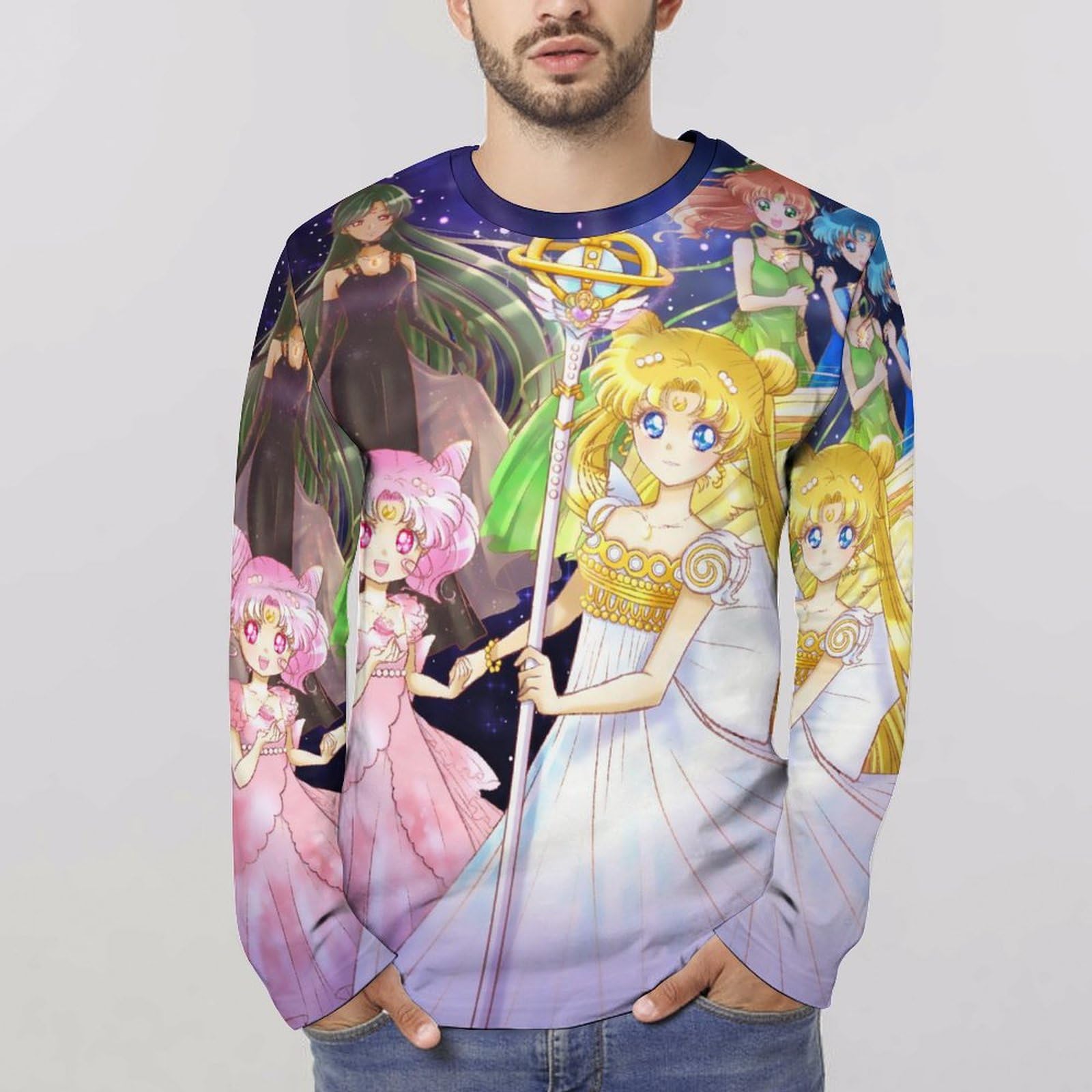 希少  美少女戦士セーラームーン  キャラクタープリント 長袖 Tシャツ ロンT 美少女戦士セーラームーン キャラクタープリント 長袖 Tシャツ