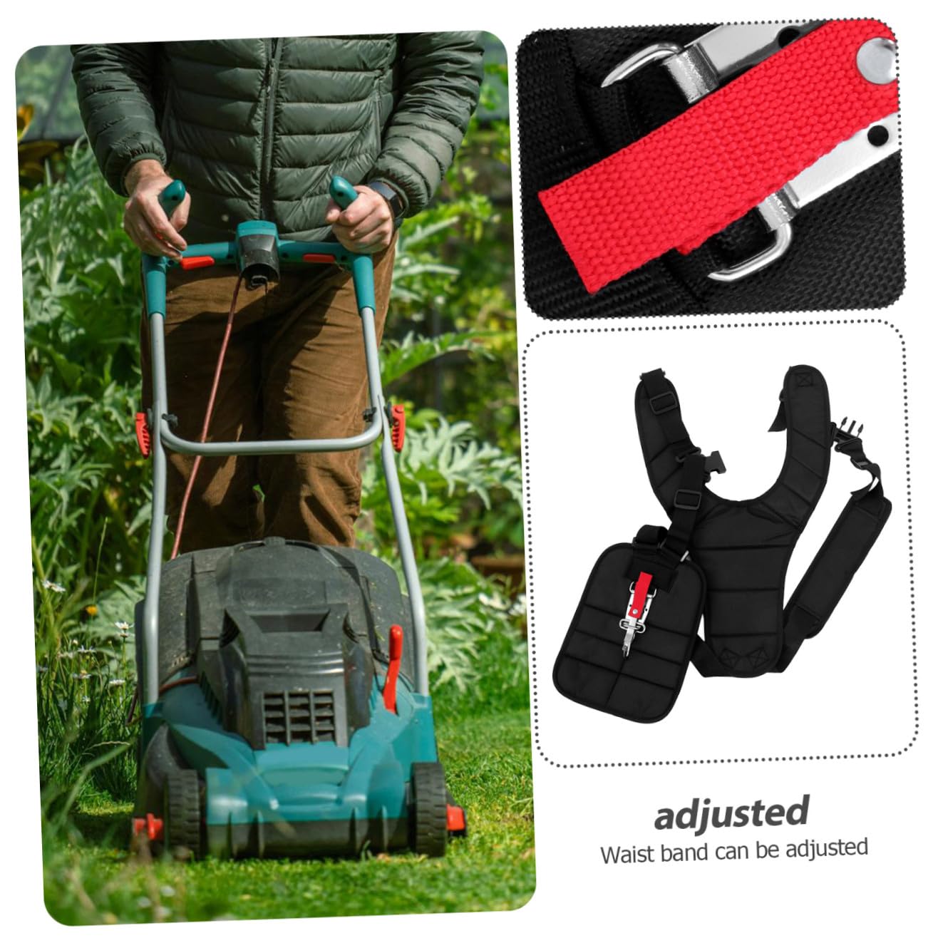 Correa De Desbrozadora Acolchada Doble Hebilla para Hombros Ajustables, Compatible Recortadoras Echo, para Uso Seguro En Jardinería y Mantenimiento De Césped