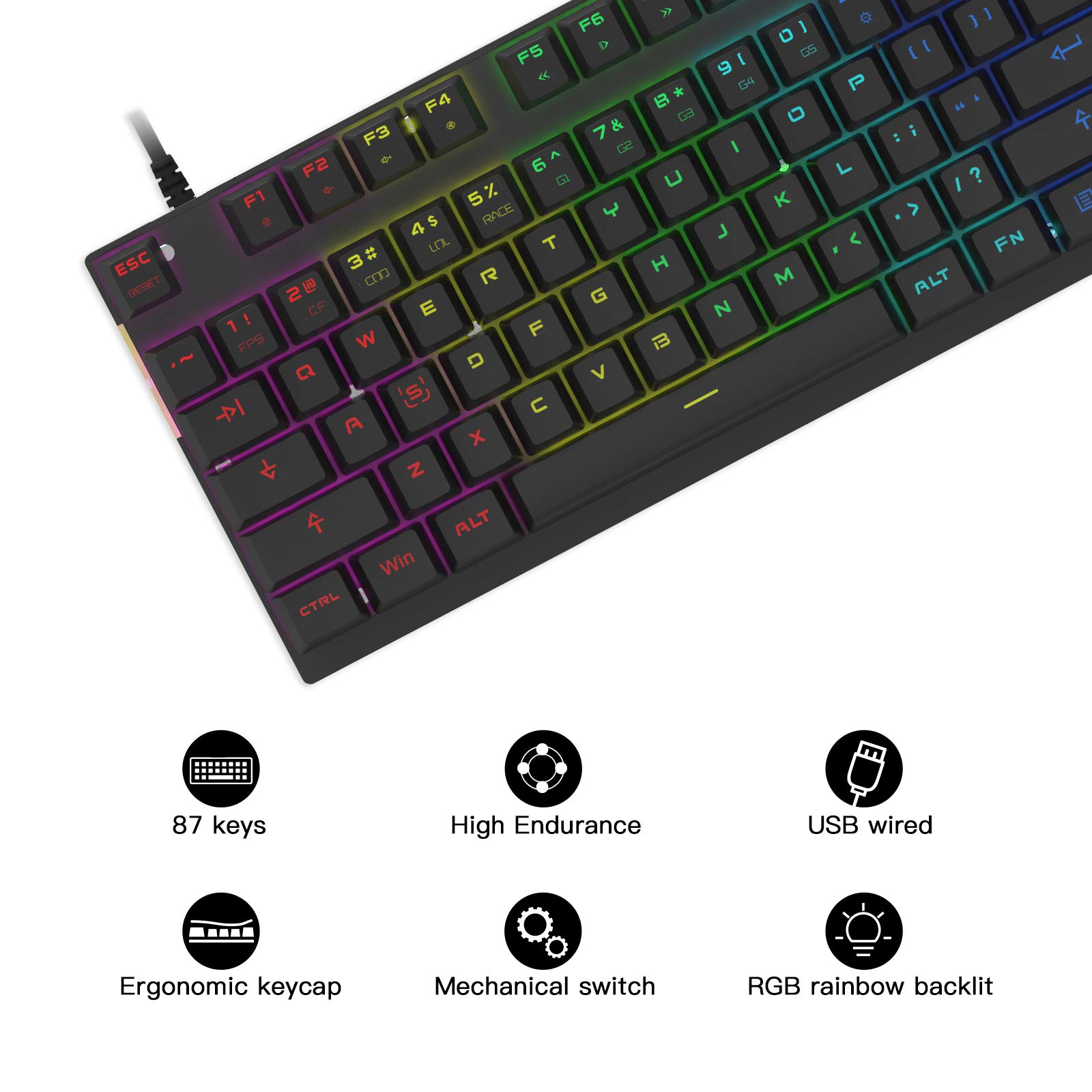 Teclado mecânico profissional para jogos MOTOSPEED RGB Rainbow