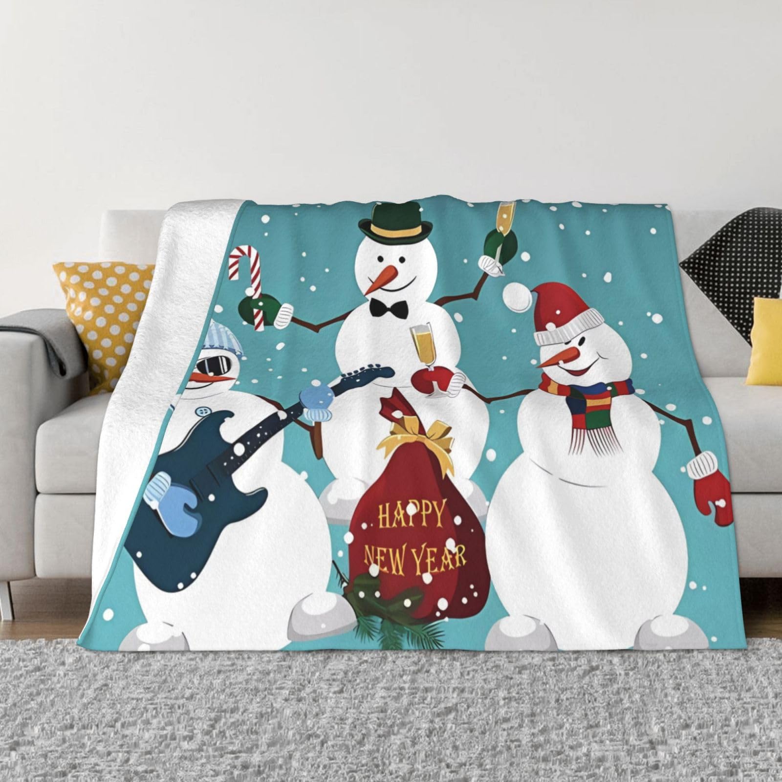 Couverture de Noël anti-boulochage chaude et ultra douce en flanelle premium