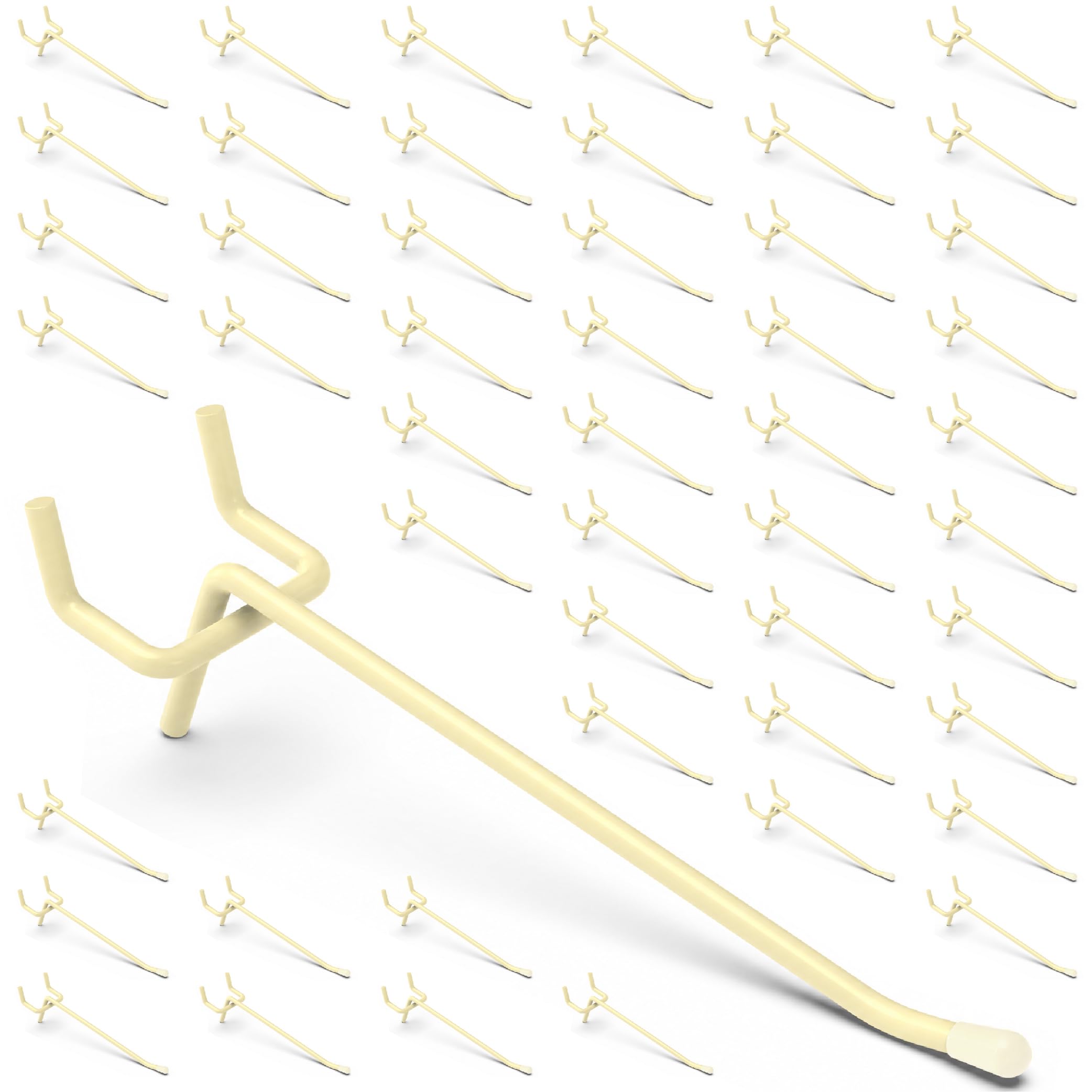 50-Pack Yellow Pegboard Hooks 4 Inch - Fits 1/8 and 1/4 Inch Boards