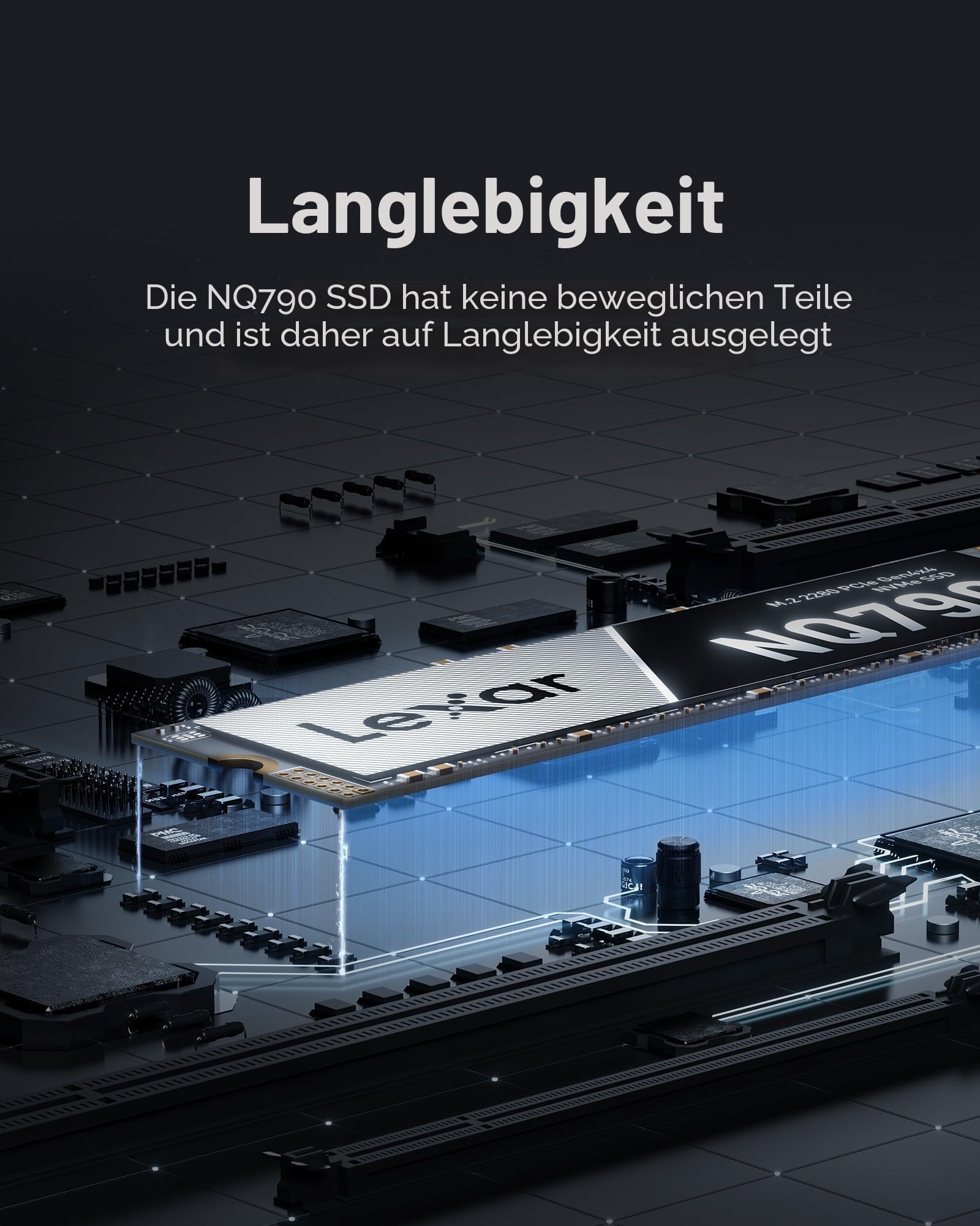 Lexar NQ790 1TB NVMe SSD M.2 Interne SSD 1TB, PCIe 4.0 Gen4x4, 7000 MB/s Lesen, 6000 MB/s Schreiben, Internes Solid State Drive, für Gaming und Videoschnitt