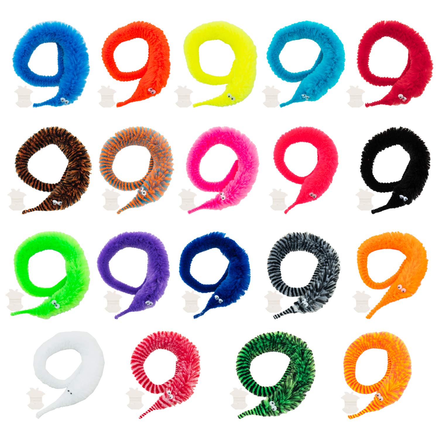 SOTOGO ONEST 19 Pieces Magic Worm Toys Wiggly Twisty Fuzzy Worm Toys Carnival Party Favors,19 Colors