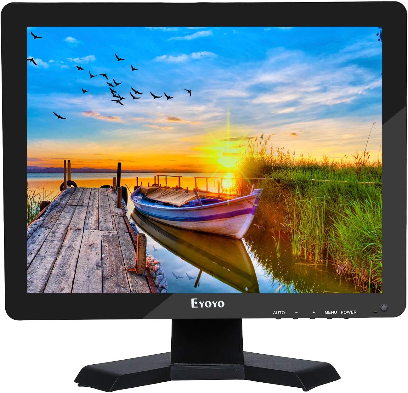 Eyoyo 15" Inch Monitor 1024x768 HDMI Monitor 4:3 TFT LCD Color Screen with BNC/VGA/AV/HDMI/USB Earphone Output for PC Laptop Security Monitoring Built-in Speaker