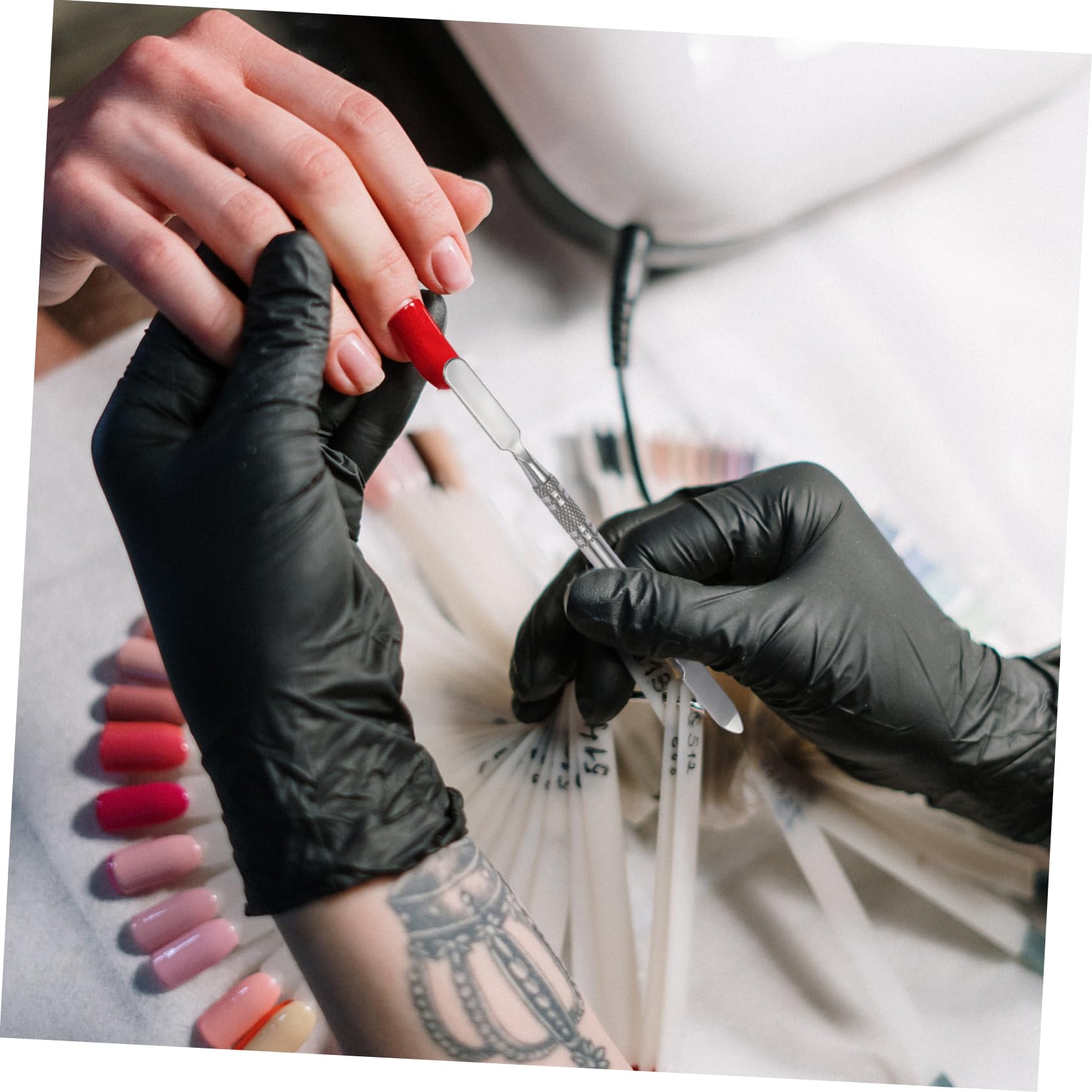 FOYTOKI Nail Palette Set 2pcs Acrylic Makeup Mixing Tray with Spatulas Handheld Cosmetic Palette for Travel