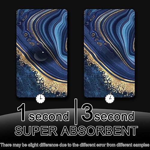 Miniatura 6 de Alfombra de baño, mármol azul oscuro dorado, antideslizante, de secado rápido, súper absorbente, delgada, para debajo de la puerta, fácil de