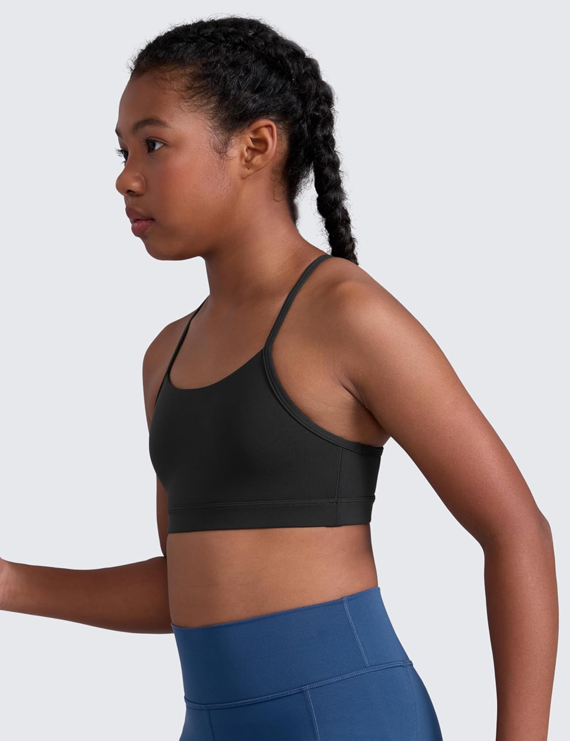 CRZ YOGA Girls Butterluxe Y Back Sports Bra - Yoga Athletic Casual Tops Scoop Neck Spaghetti Strap Padded Crop Kids Teen - Image 4