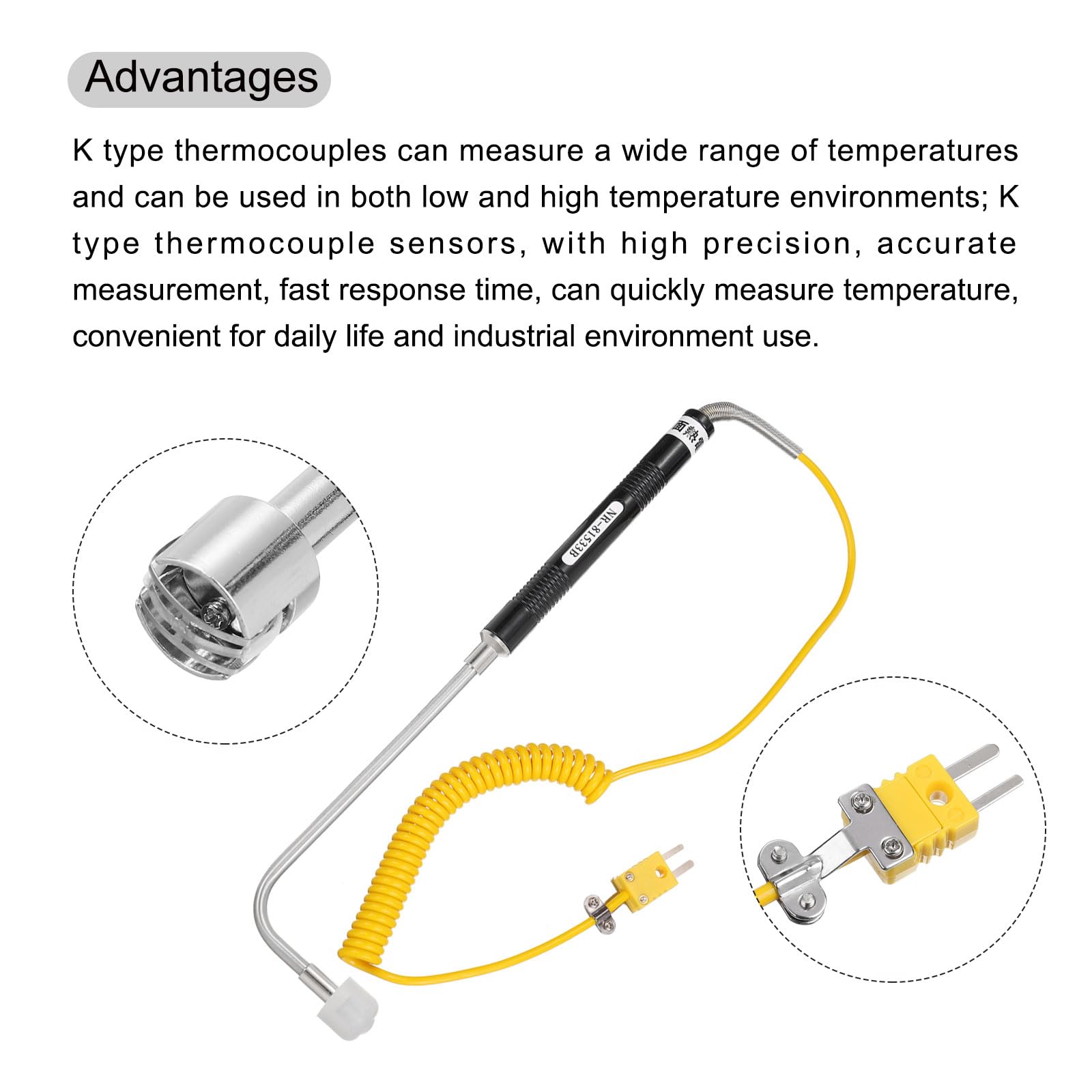 QUARKZMAN Termómetro de Termopar Digital Tipo K, Medidor de Temperatura (-50 A 1300 °C), con Sonda de Termopar de Superficie 81533B