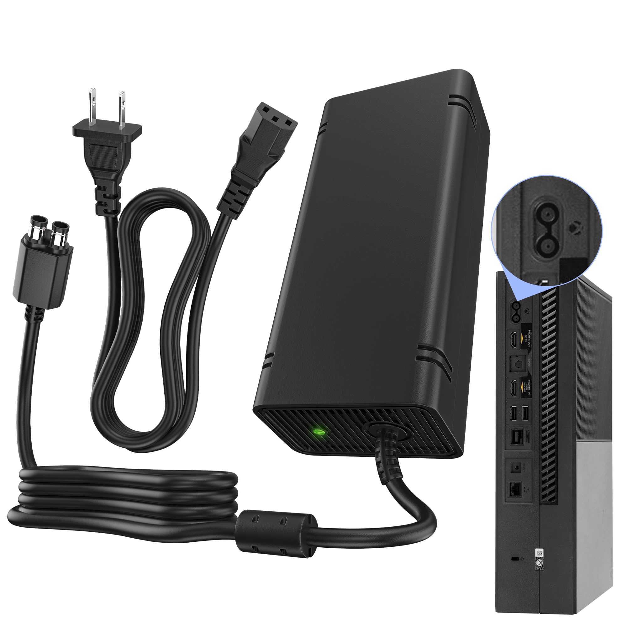 AC Adapter for Xbox 360 Slim Console,135W Power Supply Brick with Cord,Replacement Power Brick for Xbox 360 Slim Console(Not Fit for Xbox360/Xbox360 E Console)