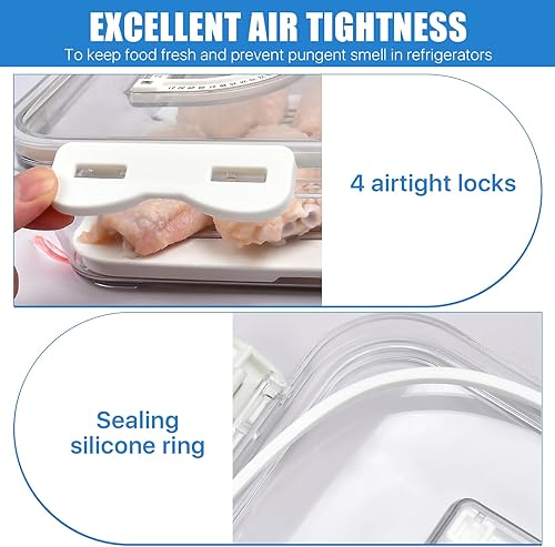 Miniatura 4 de SULICRE 2 recipientes de tocino para refrigerador, hermético de plástico grueso con tapas para nevera, organizador de almacenamiento de alimentos
