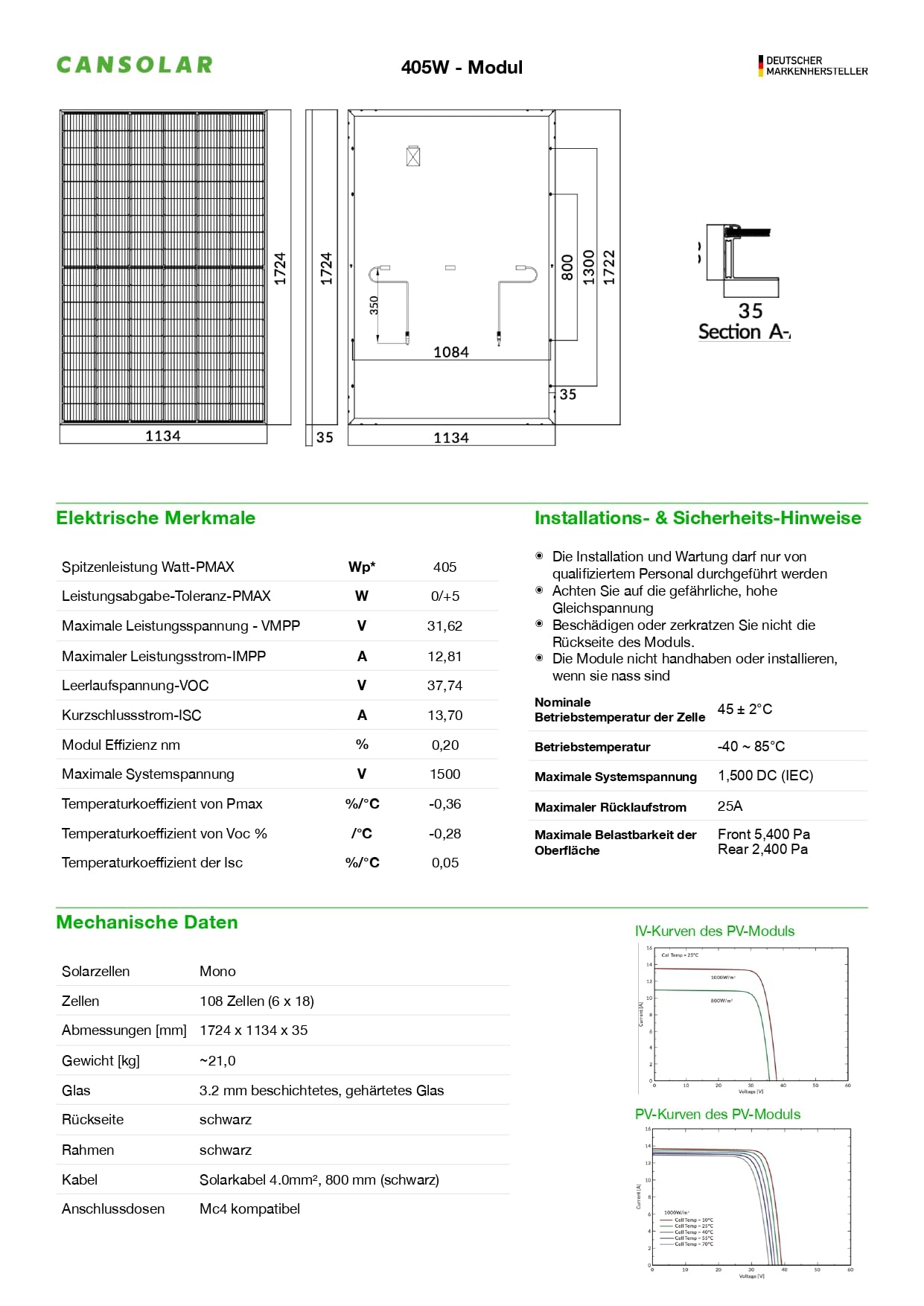 Panel solar - Panel solar monocristalino - Alta eficiencia gracias a la tecnología Shingled - Célula solar fotovoltaica para el hogar, la industria y la industria - 10 años de garantía (405W)