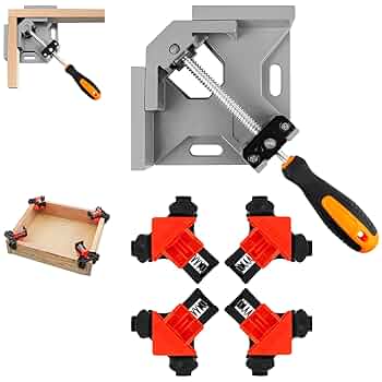 90 Degree Wood Corner Clamp 4-Pack 90u00b0 Corner Clamps For Woodworking - Aluminum Alloy, 5.5" Right Angle Jigs For DIY Projects 90 Degree Angle Clamp