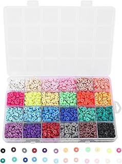 Kit de contas de argila de 24 cores, 6 mm, contas de argila de polímero, redondas planas, acessórios decorativos para fazer joias artesanais