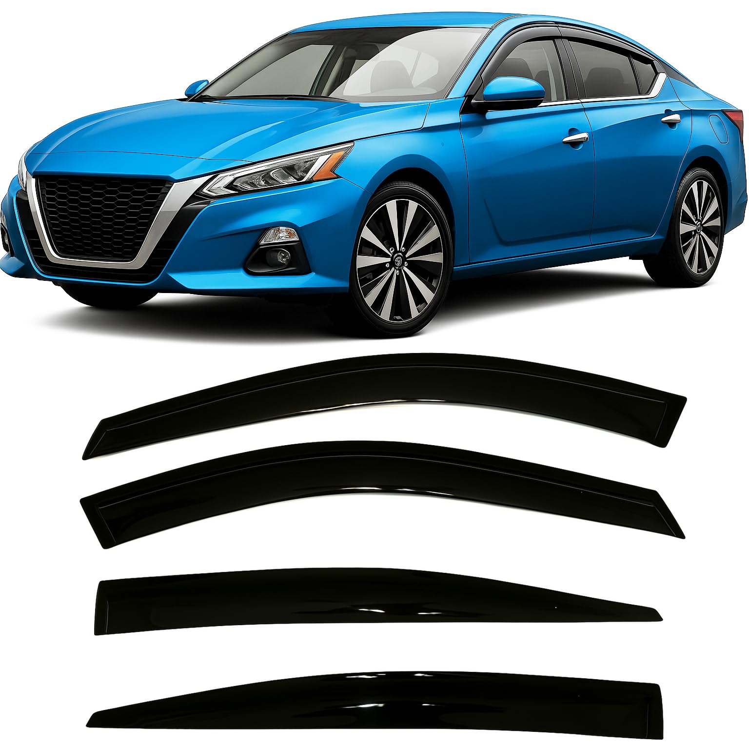 2019-2025 Tape-On Rain Guards for Nissan Altima Side Window Visor Deflectors Extra Thick Vent Shades S SR SV SL L34 2019 2020 2021 2022 2023 2024