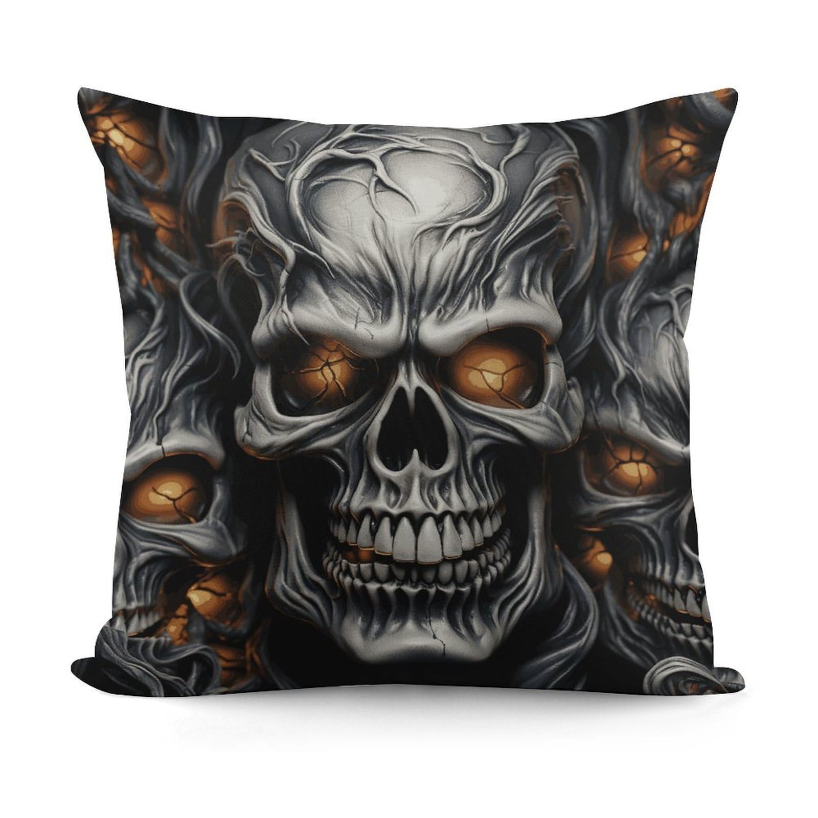 VstaDank Cool Evil Skull Throw Pillow Cover Soft Square Cushion Cover Art Artwork Pillow Covers Mordern Couch Pillow Covers Decorative Cushion Case for Chair Couch Bedroom Living Room
