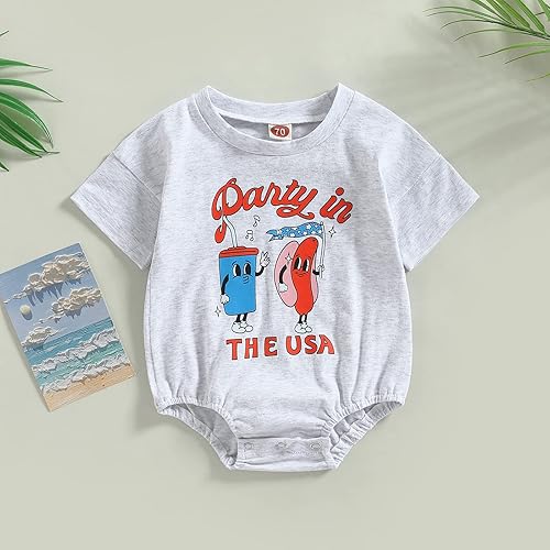 Miniatura 7 de Ropa de bebé para niña del 4 de julio, ropa de bebé con bandera de Estados Unidos, mameluco de una pieza, traje de verano, 4 de julio, ropa de bebé