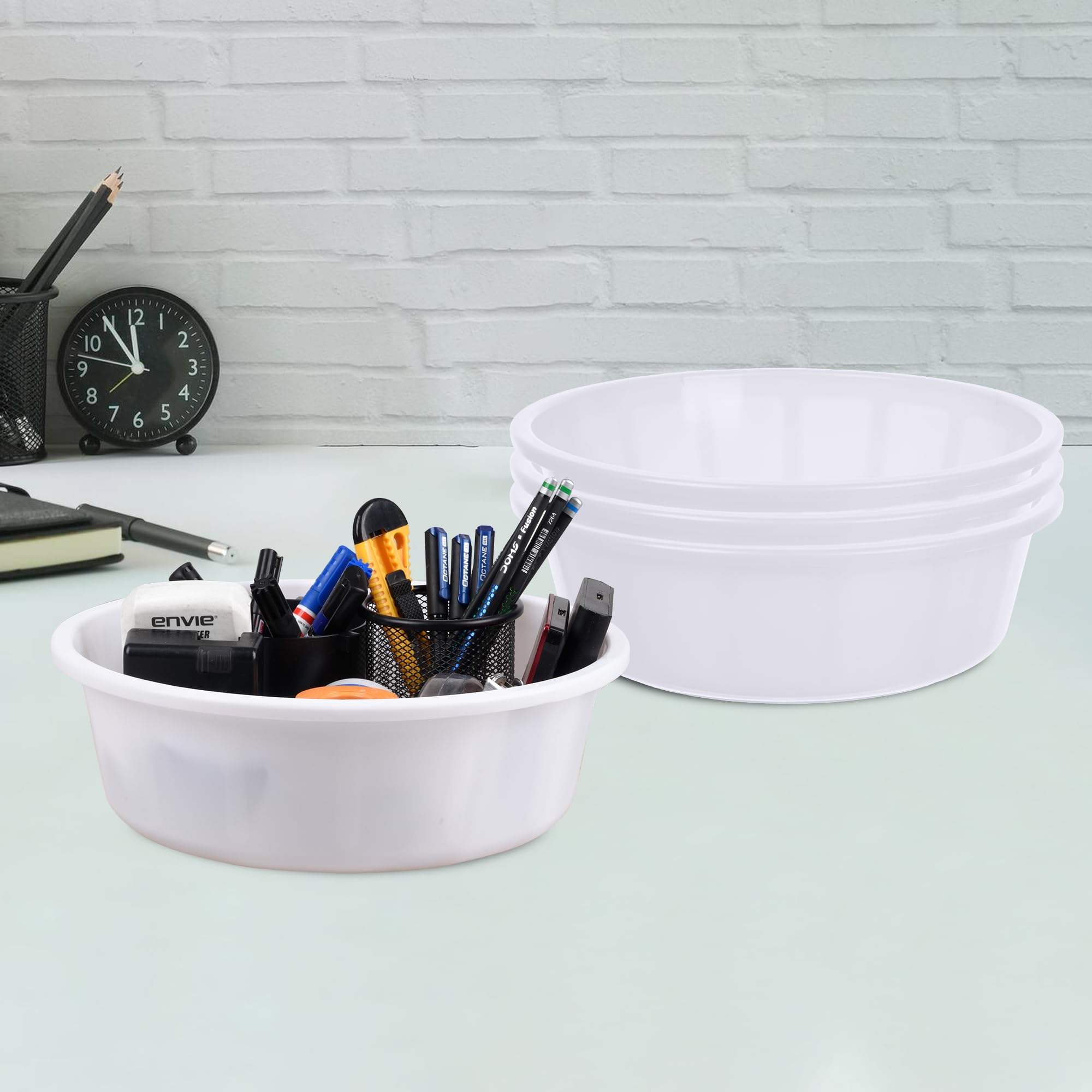 Urbane Home Pack of 4 Desk Organizer | Stationery Organizer | Multipurpose Storage Organizer | Office Supplies Organizer for Pen-Pencil-Staplers-Clips | Desktop Organizer | 6 LTR | White
