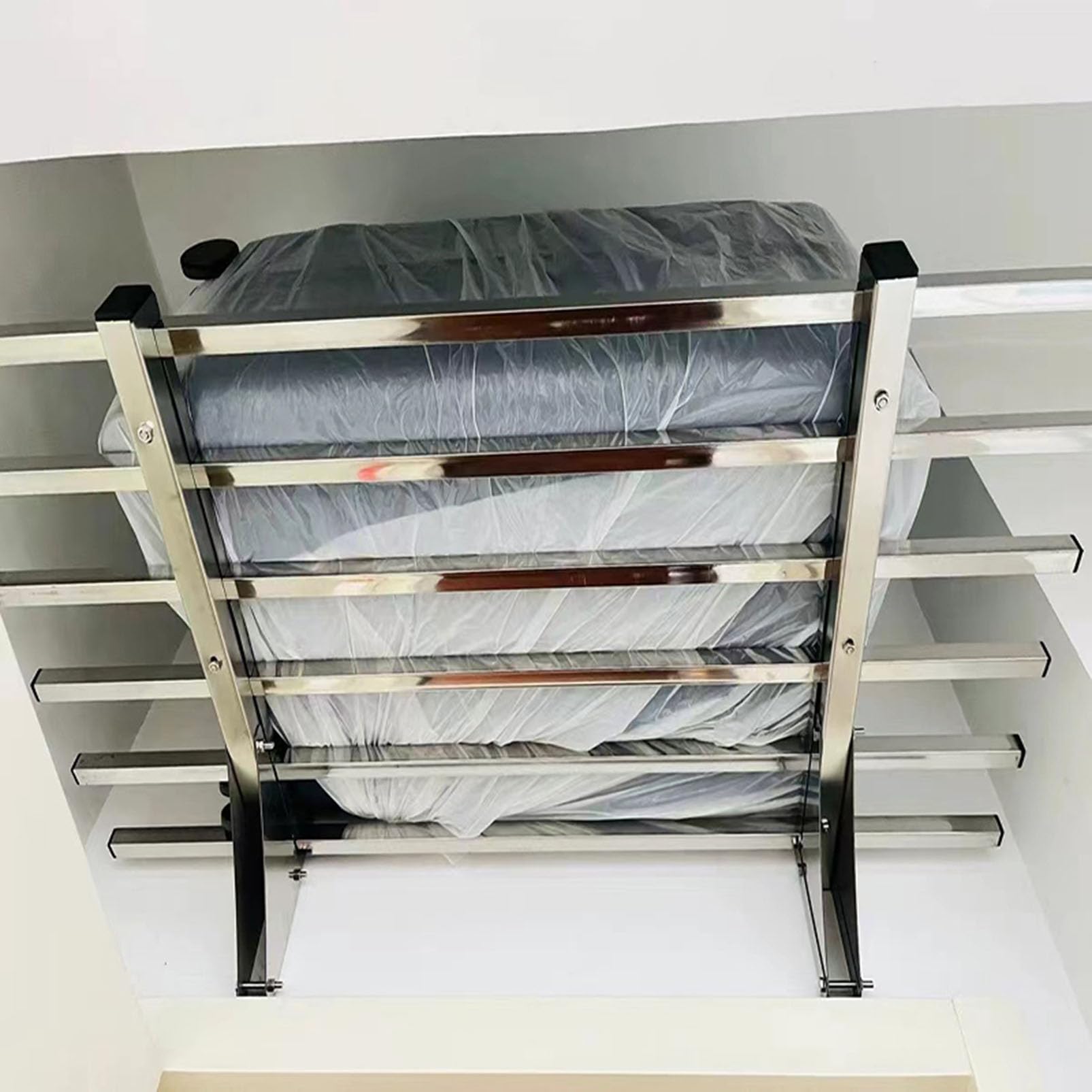 Estantes flotantes de pared resistentes con bandeja grande, soportes de estante de acero inoxidable para organizar herramientas en garaje, cobertizo, sótano o almacén