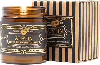 Jackson Vaughn Scented Texas Candle | Aromatherapy Long Lasting Candles Home Fragrance Decor Gifts Hand Poured Soy Wax Blend Notes of Patchouli, Prairie Grass, Mexican Amber 40 Hr Burn 9oz (Austin)