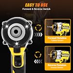 Cordless Impact Driver 1 4 inch Compatible with DeWalt 20v Battery, Brushless Driver 220Ft-lbs(300N.m), 3-Speed Lightweight Power Impact Drivers with LED Light(Tool Only)