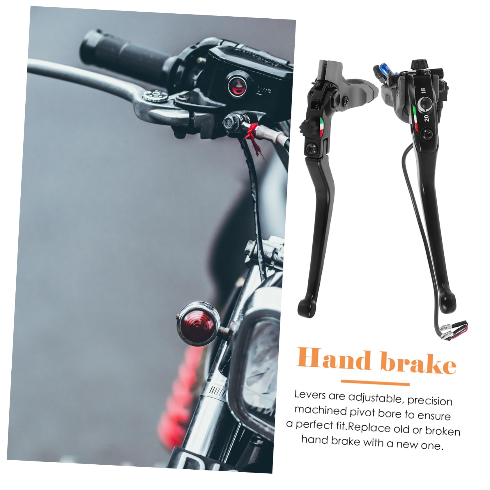 POPETPOP Levier de Frein de Moto en Aluminium, Paire Réglable Alésage de Pivot Usiné de Précision, Compatible Street Bike et Scooter, Équipement Moto Noir