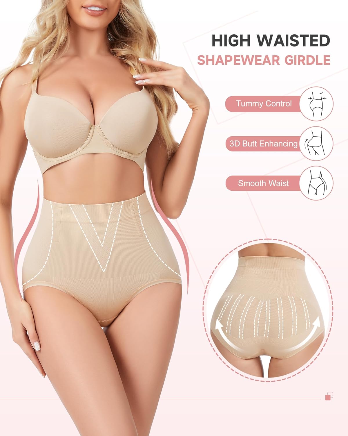 Tummy Control Shapewear Panties - High Waisted Shapewear Underwear for Women Body Shaping Briefs Seamless Panty Girdle - Image 3