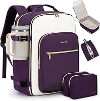 Vista 22 de LOVEVOOK Mochila de viaje de 40 L para mujeres y hombres, equipaje de mano aprobado por aerolíneas con 3 cubos de embalaje, bolsas de noche TSA