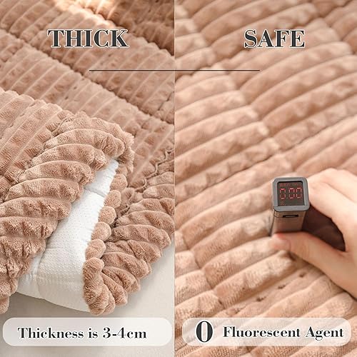 Miniatura 3 de Funda de sofá para perros, lavable, antideslizante, funda mullida para sofá para mascotas, protector de muebles (marrón oscuro, 27.6 x 59