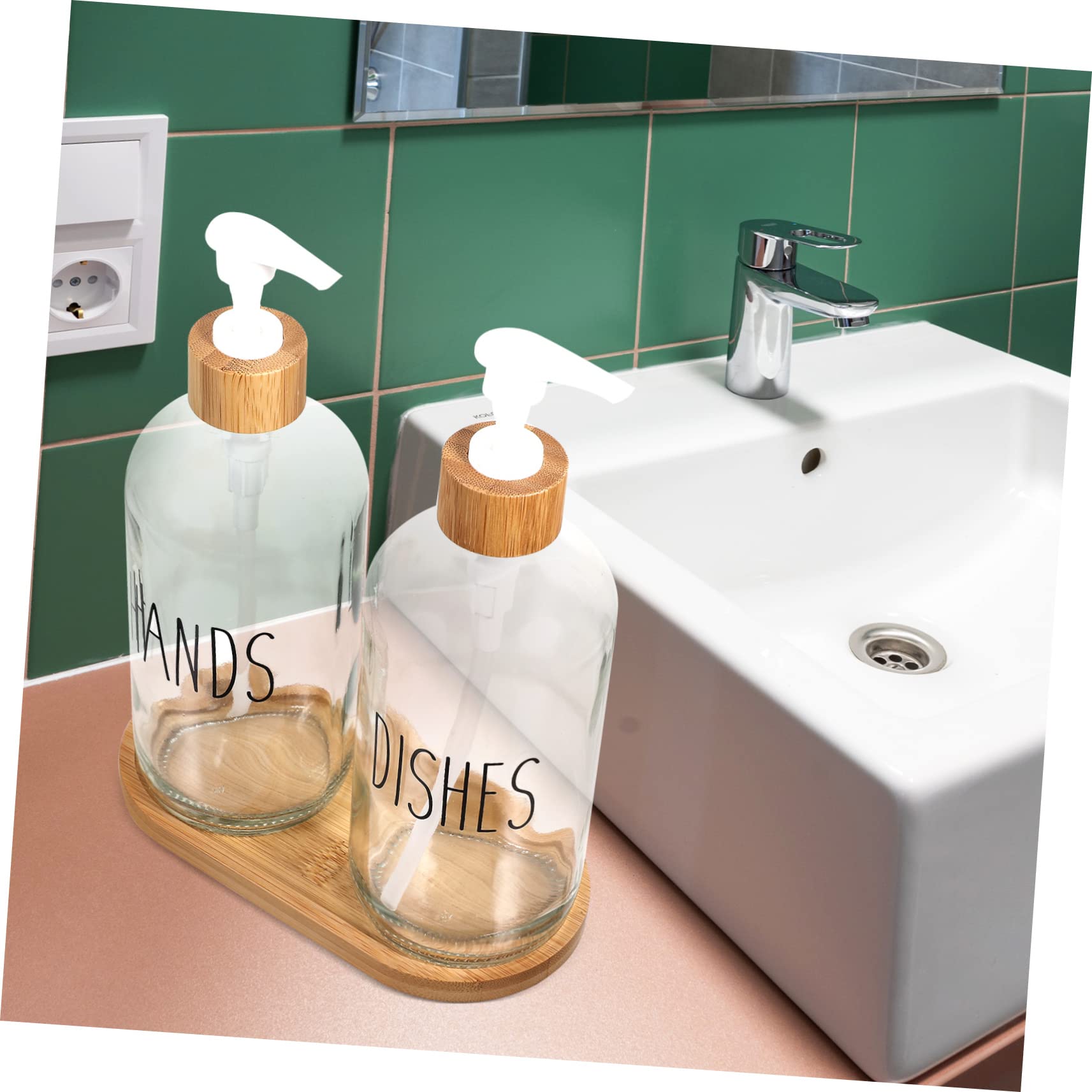 Garneck Dosatore di Detergente Liquido in Vetro 500Ml, Bottiglia con Pompa Facile da Usare e Ricaricabile, per Bagno e Viaggio