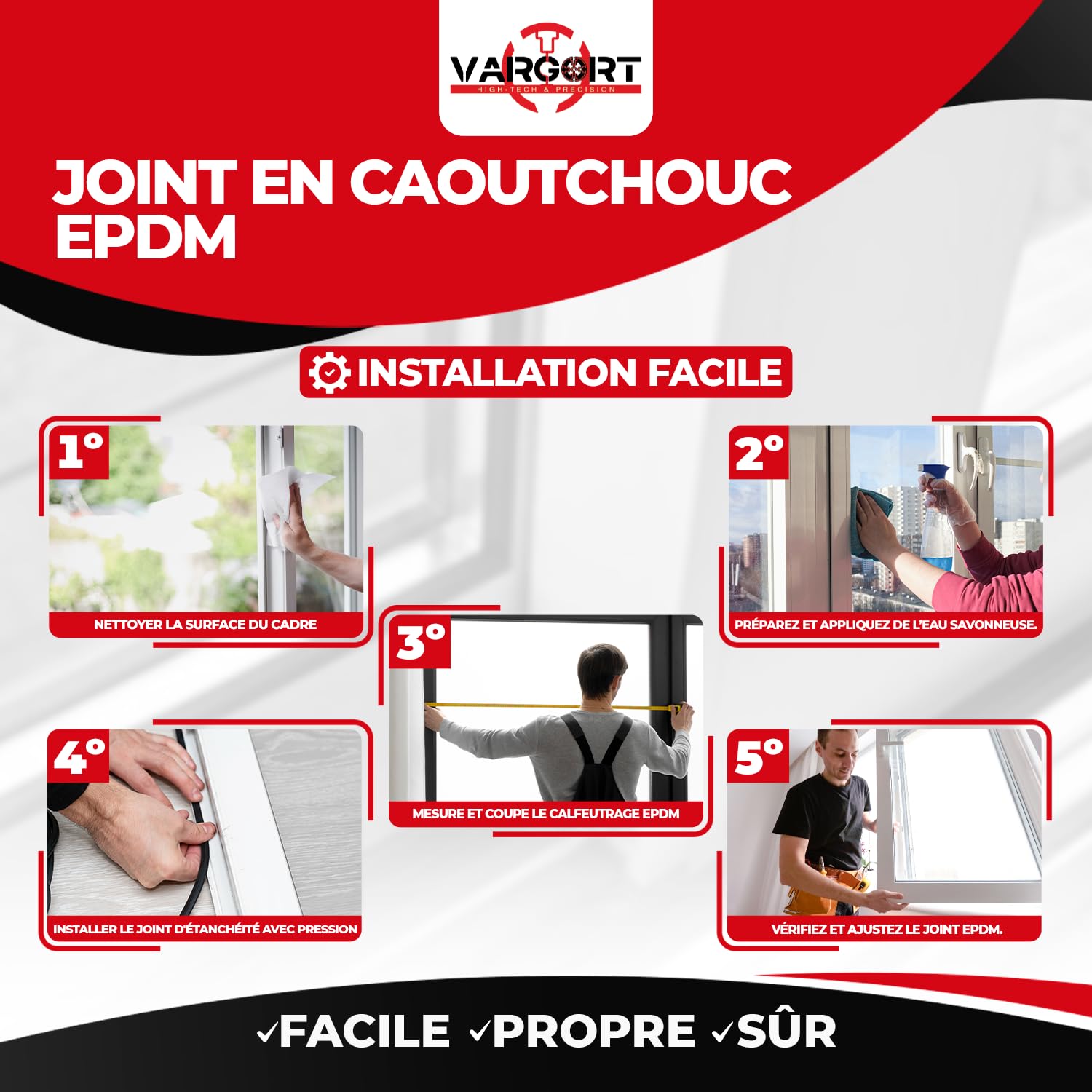Joint de fenêtre, S-1530, (50mts) | Joint fenetre isolation conçu pour une performance maximale. Joint caoutchouc robuste et souple, idéal pour protéger les fenêtres PVC contre le froid et l’humidité.