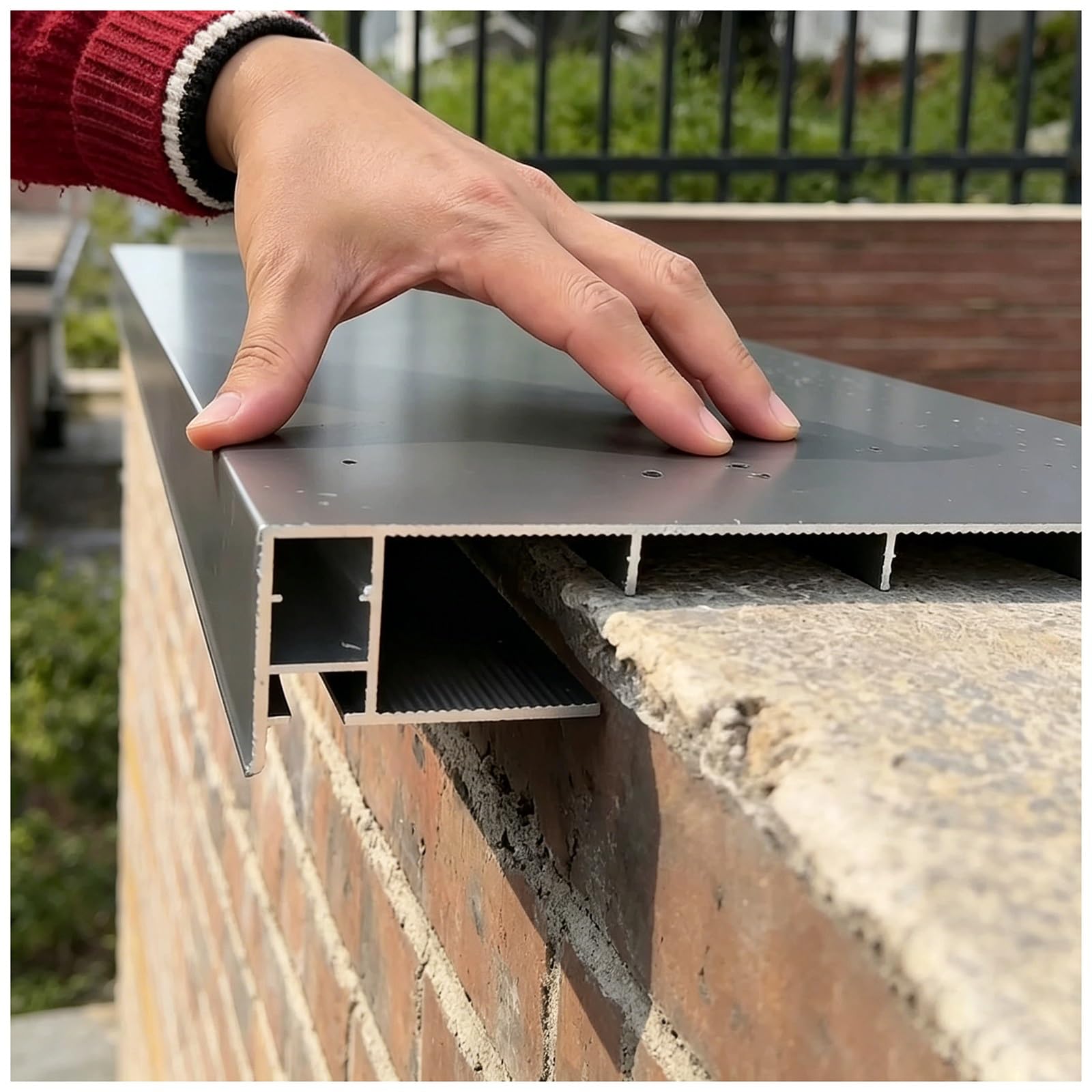 Lxlzyxsf Fit 130-216Mm W Aluminum Covering Board For Boundary Perimeter Masonry Walls, Parapet Wall Coping Plate W/Led Strip Channels, All-Season Protection Cap Panel(,130Cm/4.3Ft L)