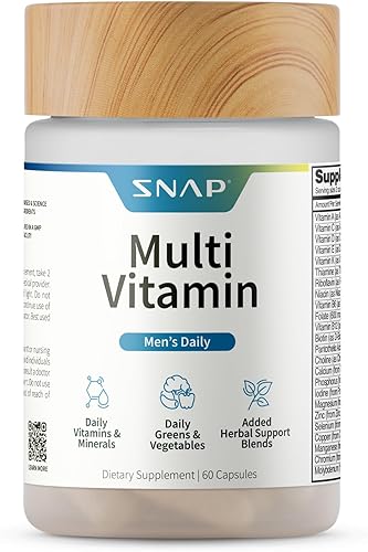 Miniatura 1 de Snap Supplements Multivitaminas para hombres, vitaminas y minerales diarios para hombres, vitamina D, B12, zinc, hierbas y vitamina C para energía y
