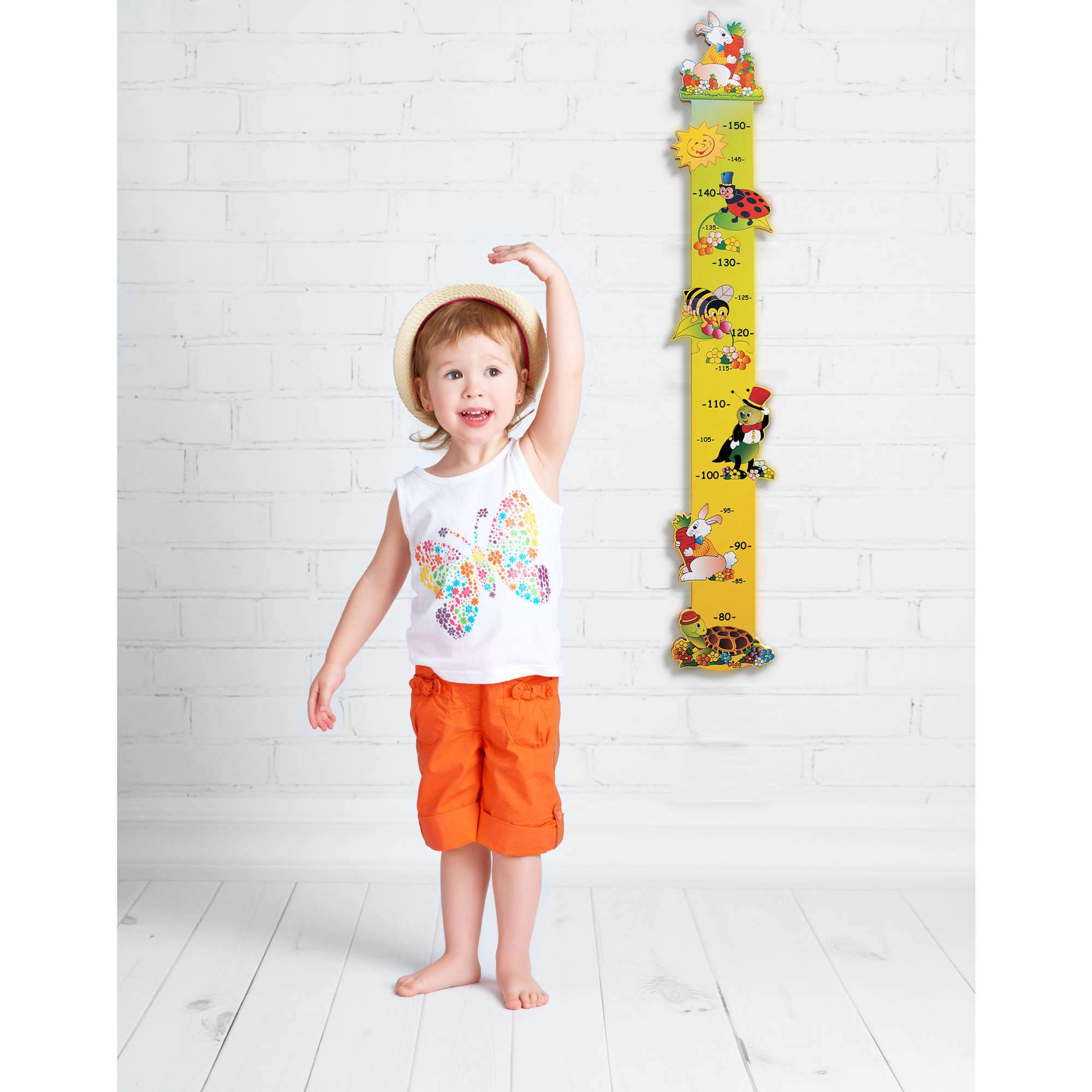 Dida - Metro de Pared para Niños en Madera con Animalitos, Gráfico de Crecimiento hasta 150 cm, Medidor de Altura para Niños Ideal para la Habitación Infantil