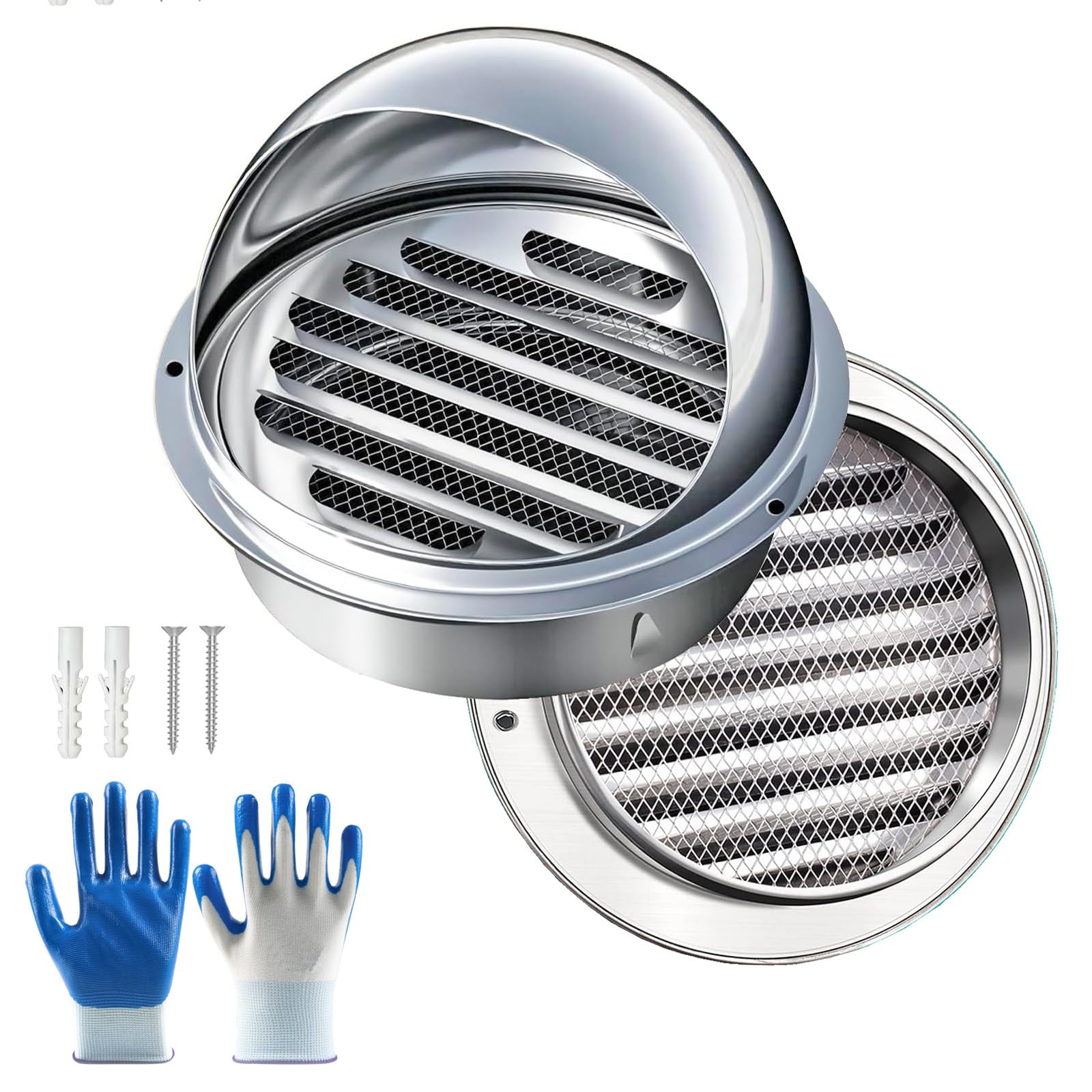 Okrągły grill wentylacyjny ze stali nierdzewnej, 110 mm, zewnętrzny ekstraktor, siatka przeciw owadom, moskitiera, do kuchni i łazienki, okap wentylacyjny, odporna na rdzę konstrukcja