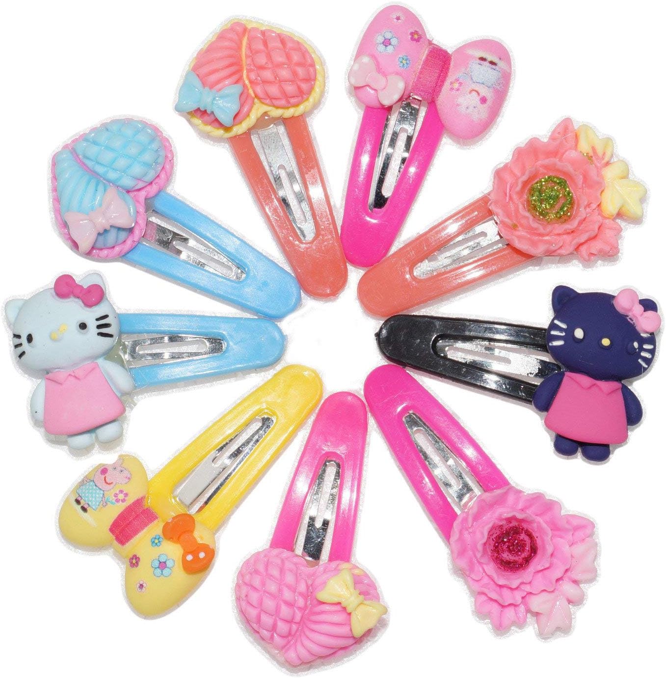 Fok 3 Pairs Baby Plastic Multi Color & Fancy Design Tik Tak Hair Pins (Random Design)