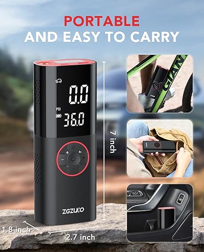 Miniatura 8 de Inflador de neumáticos, compresor de aire portátil, bomba de aire recargable de 150 PSI para neumáticos de automóvil con batería, bomba de
