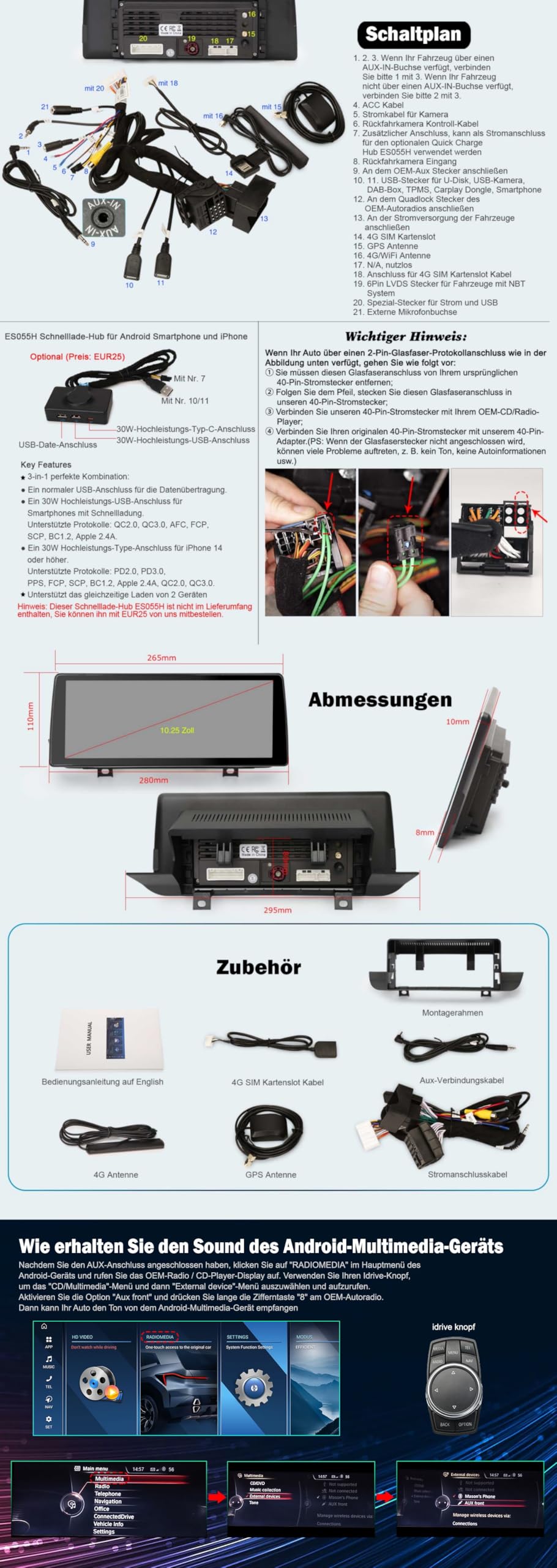 10,25 cala Android 14 Qualcomm 8-rdzeniowe radio samochodowe Bluetooth do BMW serii 2 F45 F46 F22 NBT System Radio z nawigacją GPS Wireless Carplay Android Auto SWC WiFi DSP DAB+ Bluetooth 5.1 IPS