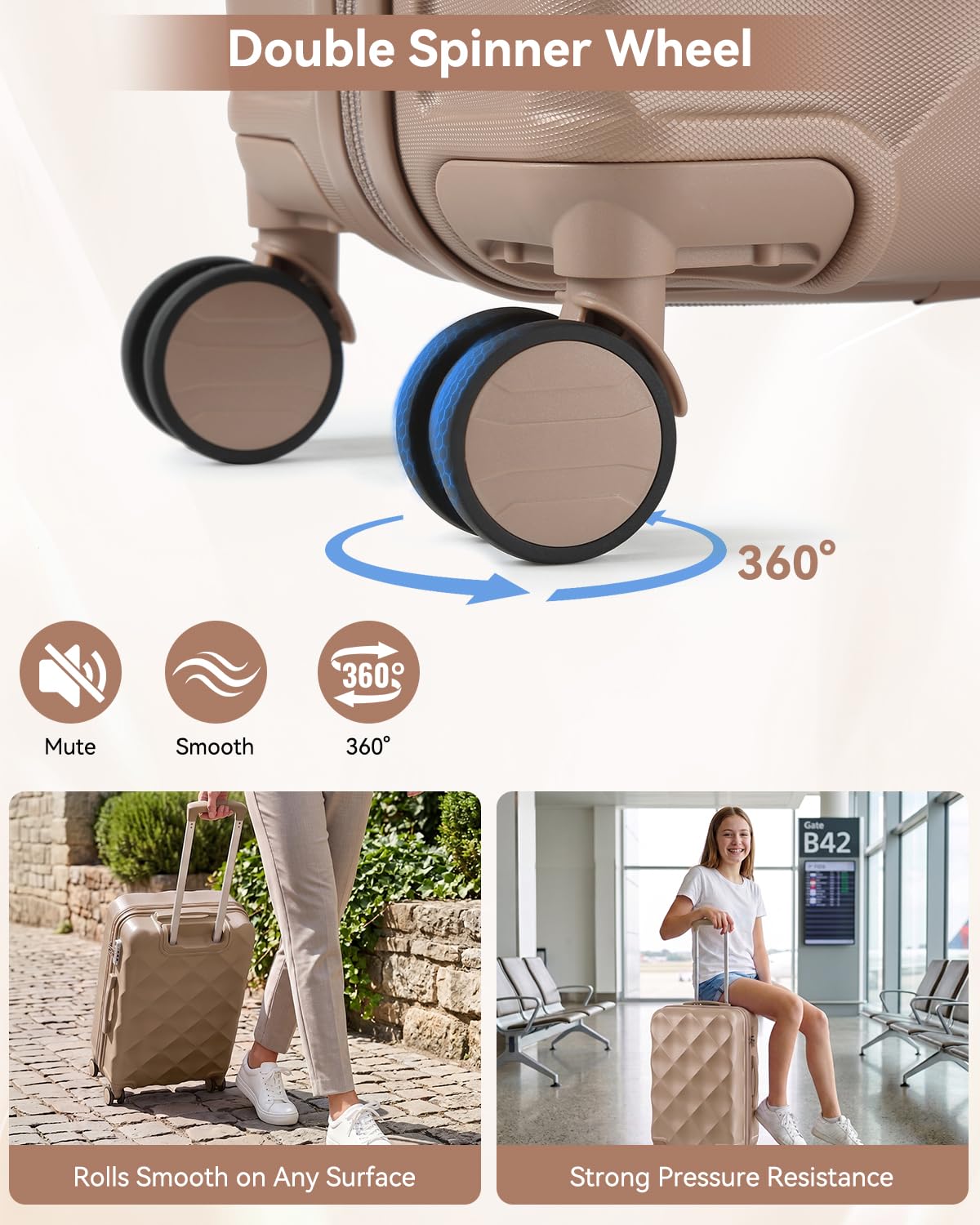 Sea choice Valigia Trolley Piccola ABS Bagaglio a Mano con Borsa da Toilette e Borsa da Viaggio Valigie con Lucchetto TSA Ruote a 360°