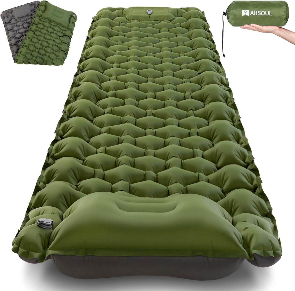 AKSOUL Self Inflating Sleeping Mat for Camping: 8-12CM Thickness Single Camp Mattress, Double Joinable Camping Inflatable Mat