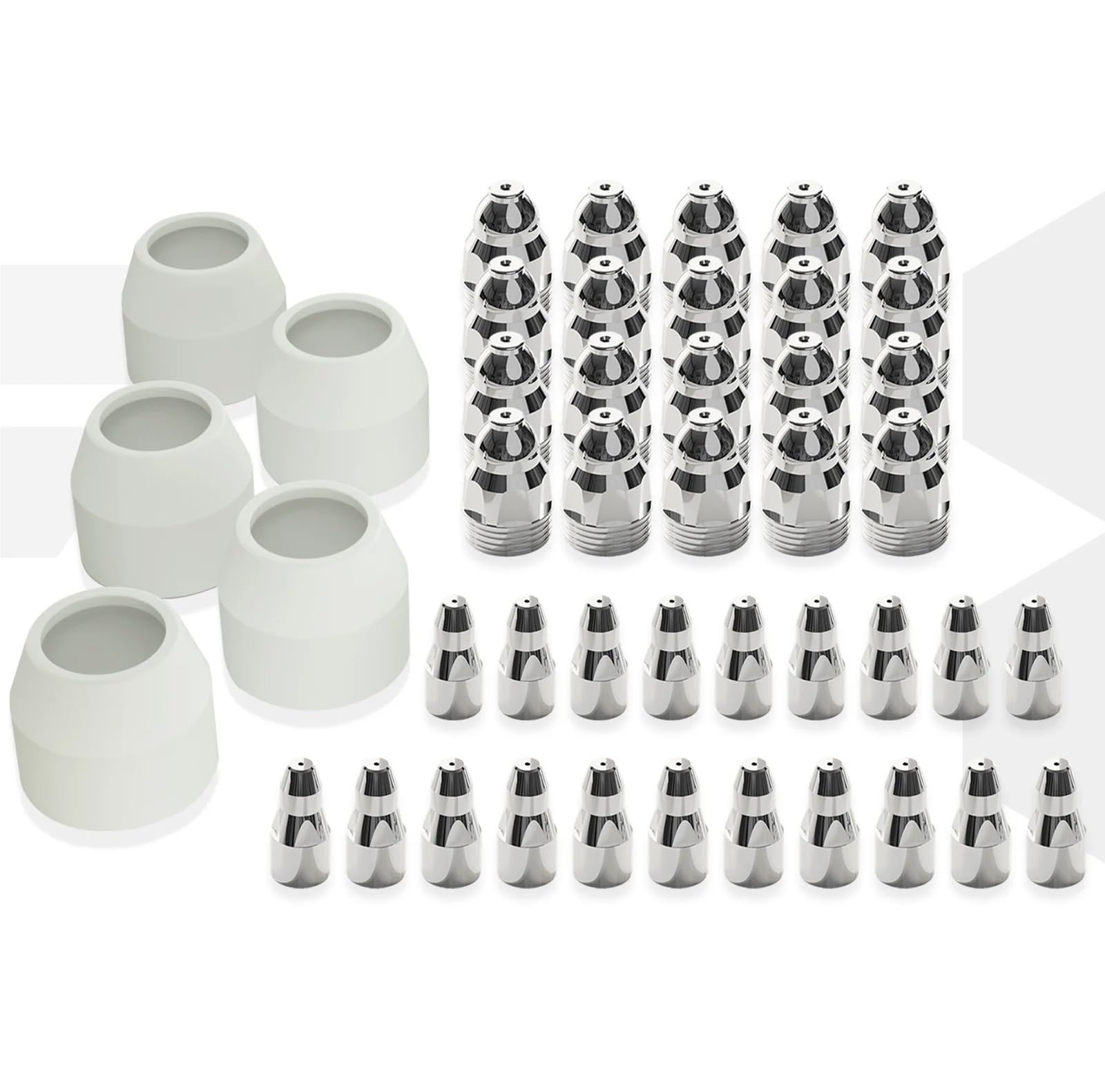 ZagYing 25/45PCS P80 Plasma Cutting Consumables Kits Shield Cups Tips Nozzles Electrodes CNC Plasma Cutter Torch Consumables