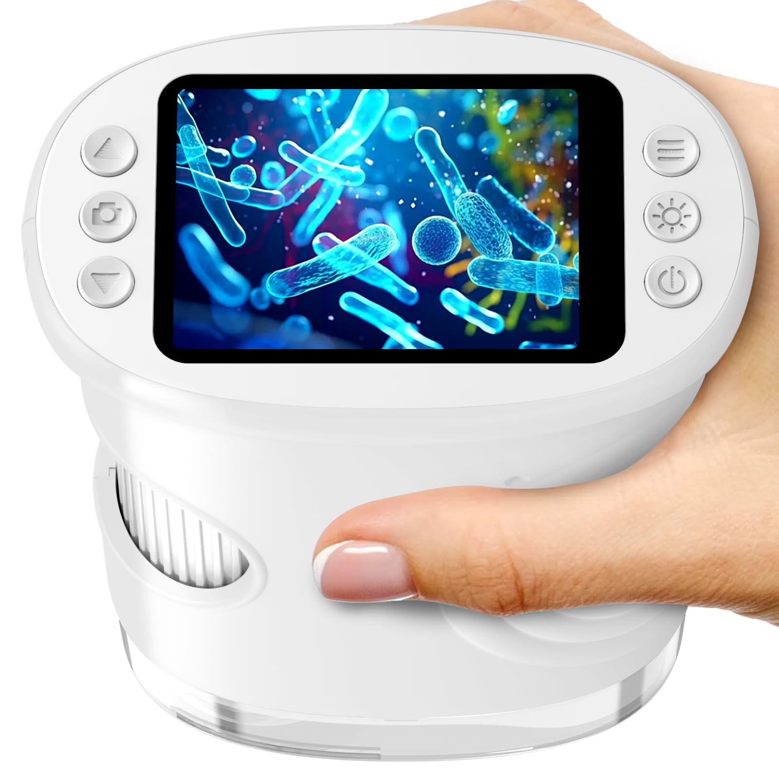 Kids Microscope, Digital Microscope for Kids with 2" Screen, Pocket Microscope Magnifying Glass for Kids, Portable STEM Toys for Age 5 6 7 8 9 10, Photo & Video Edu Gift USB Rechargeable  White