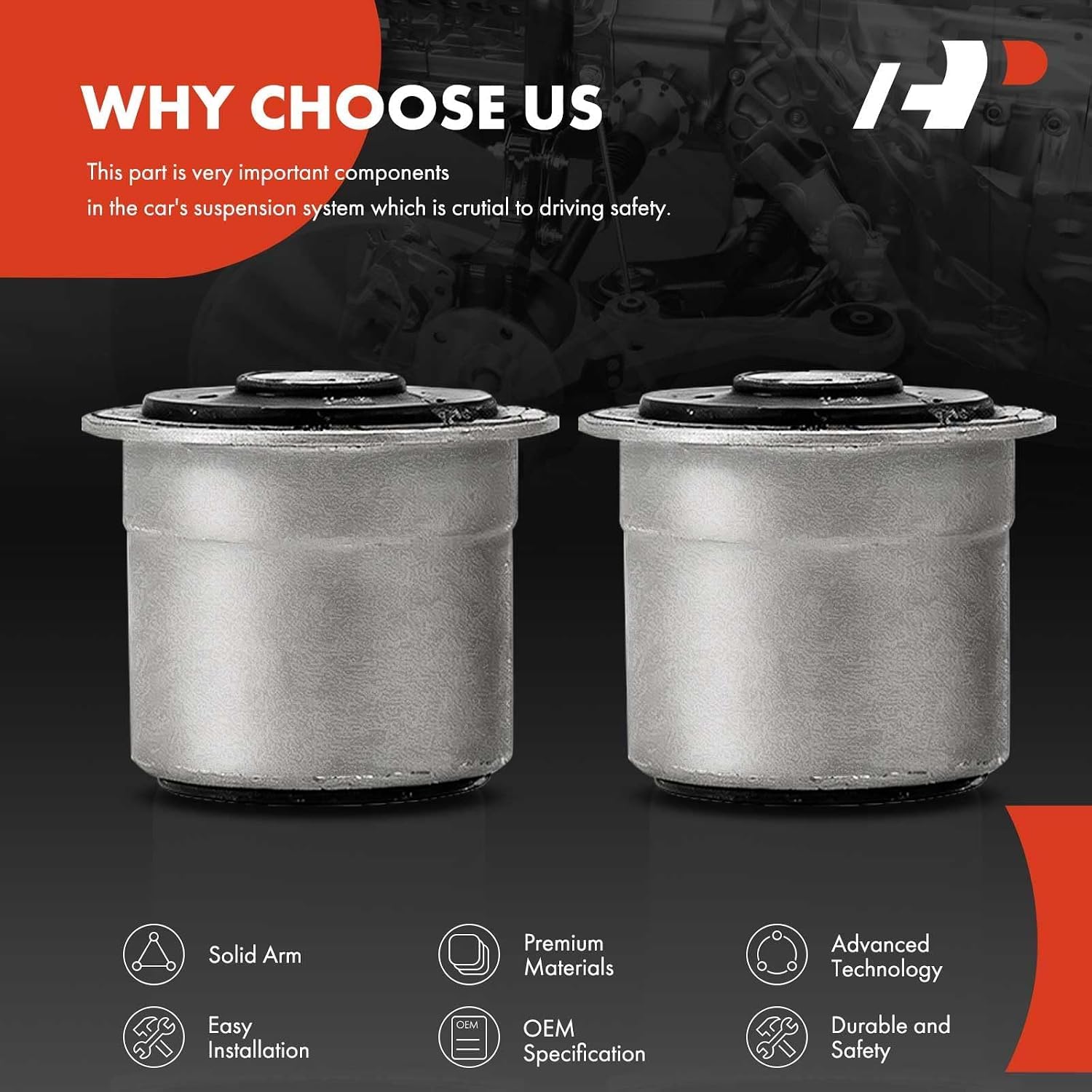 A-Premium Front & Rear Upper Control Arm Bushing Kit, For Jeep Wrangler 1997-2006, Grand Cherokee 1993-1998, Cherokee 1984-2001, Comanche 1986-1992, Wagoneer 1984-1990