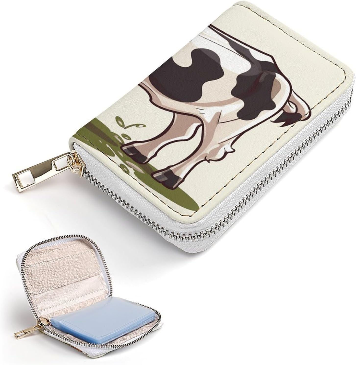 Dairy Cow Card Holder RFID Blocking,Credit Card Wallet for Women And Men,Card Case Organizer Bag with Zipper
