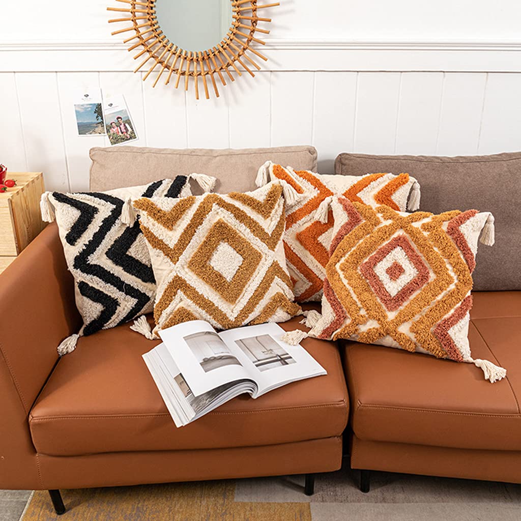 HERAON Handmade Tufted Throw Pillow Covers Nordic Sofa Back Backrest Cushion for Case Pillowcase