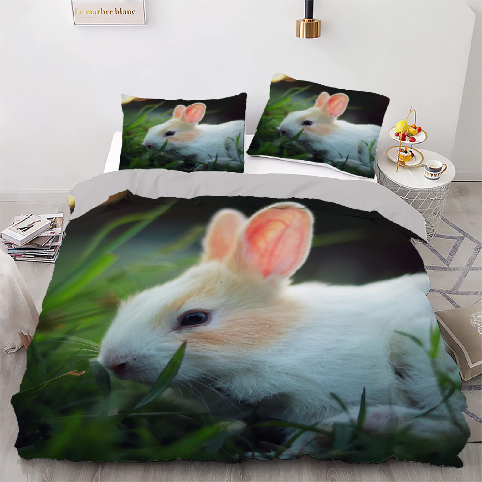 Housse de couette lapin 160x200 cm avec 2 taies d'oreiller Vertbaudet