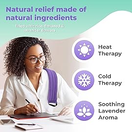 Microwavable Heating Pad for Lower Back, Neck, and Shoulder Pain Relief - Moist Microwave Heating Pad for Muscles and Joints - Microwave Hot Pack Heat Pad for Cramps -1 Heat Pack Purple-Lavender Scent