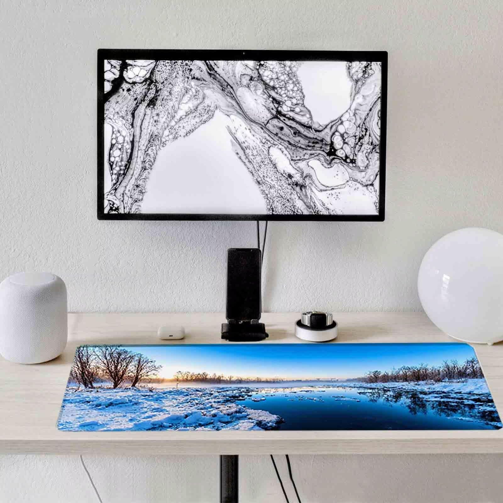 Tappetino Mouse Blu Mousepad Inverno Tappetino Mouse XXL 1200 x 600mm Sottomano Scrivania Grande con Base in Gomma Antiscivolo Accessori Gaming, Migliora Precisione e Velocità per PC, Laptop a8366