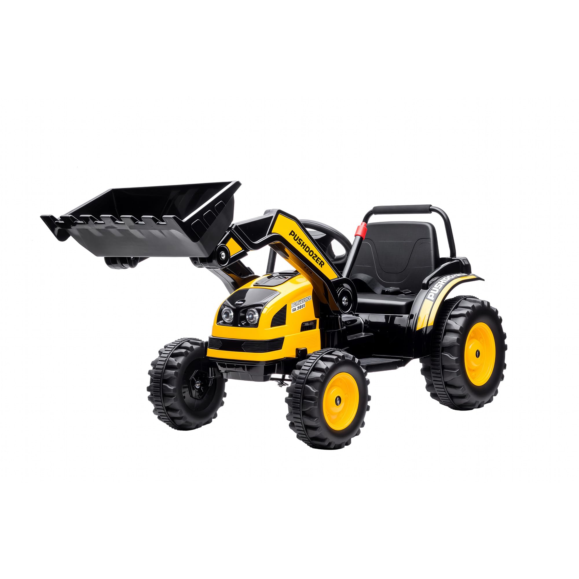 HOMCOM Escavatore Cavalcabile per Bambini 6V 3-5 Anni 132x62x65 cm Giallo | Doppio Motore, Velocità 1.5-2.5 km/h, Ruspa Giocattolo per Bambini, Suoni e Luci